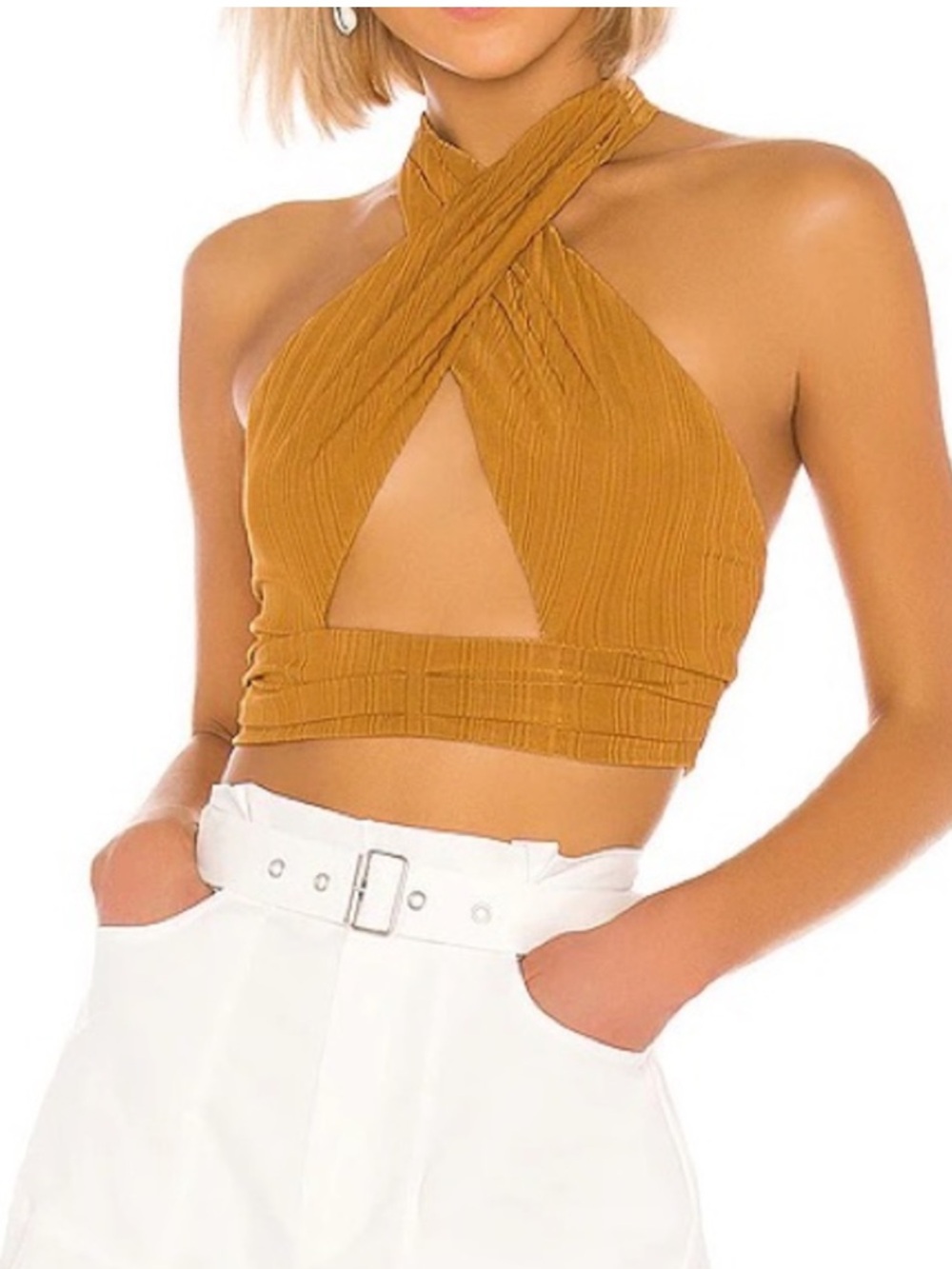 House of Harlow Halter Crop Top in Deep Orange